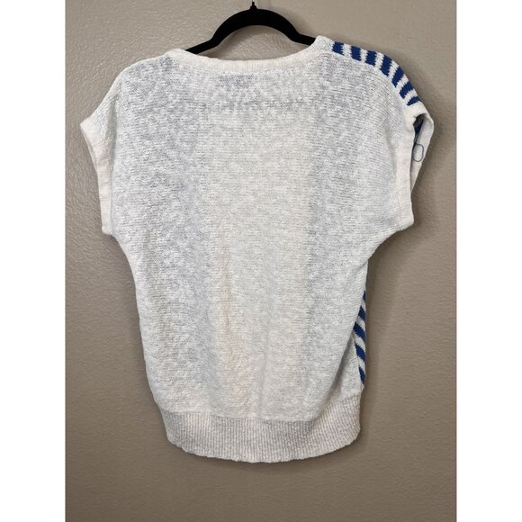 Haberdashery Collection Personal II Striped White Knit Short Sleeve Sweater 1X - Picture 5 of 8